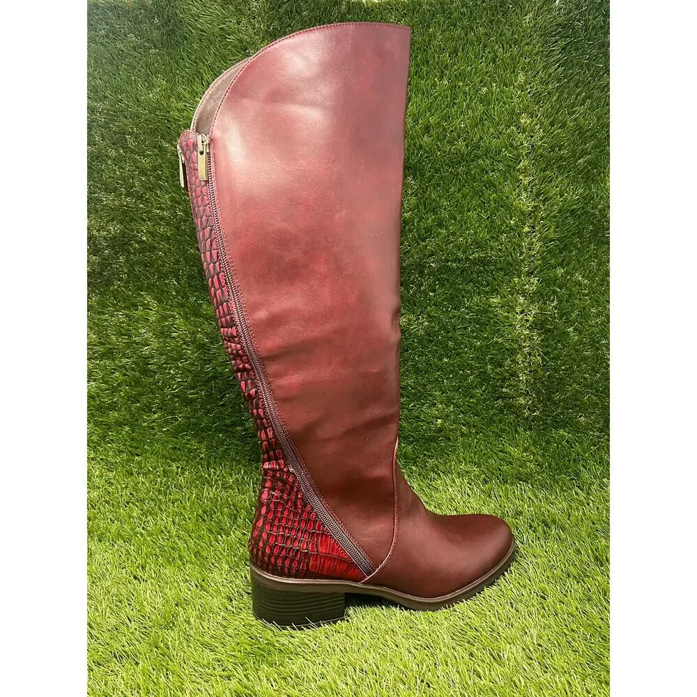 White Mountain Women's 8.5M Cushaw Cordovan Double Zip Tall Boots
